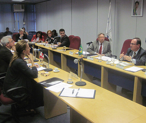 Advisory Council member Sandra Pupatello meets with representatives of the Brazilian Space Agency.