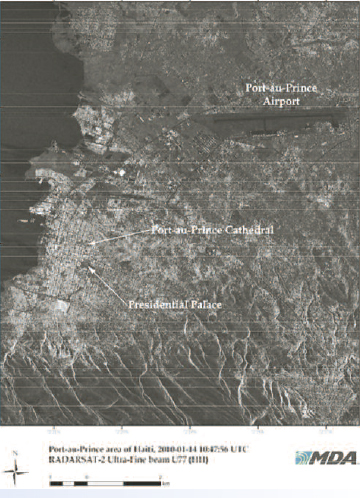 The first imagery covering the main stricken areas of Port-au-Prince, January 14, 2010